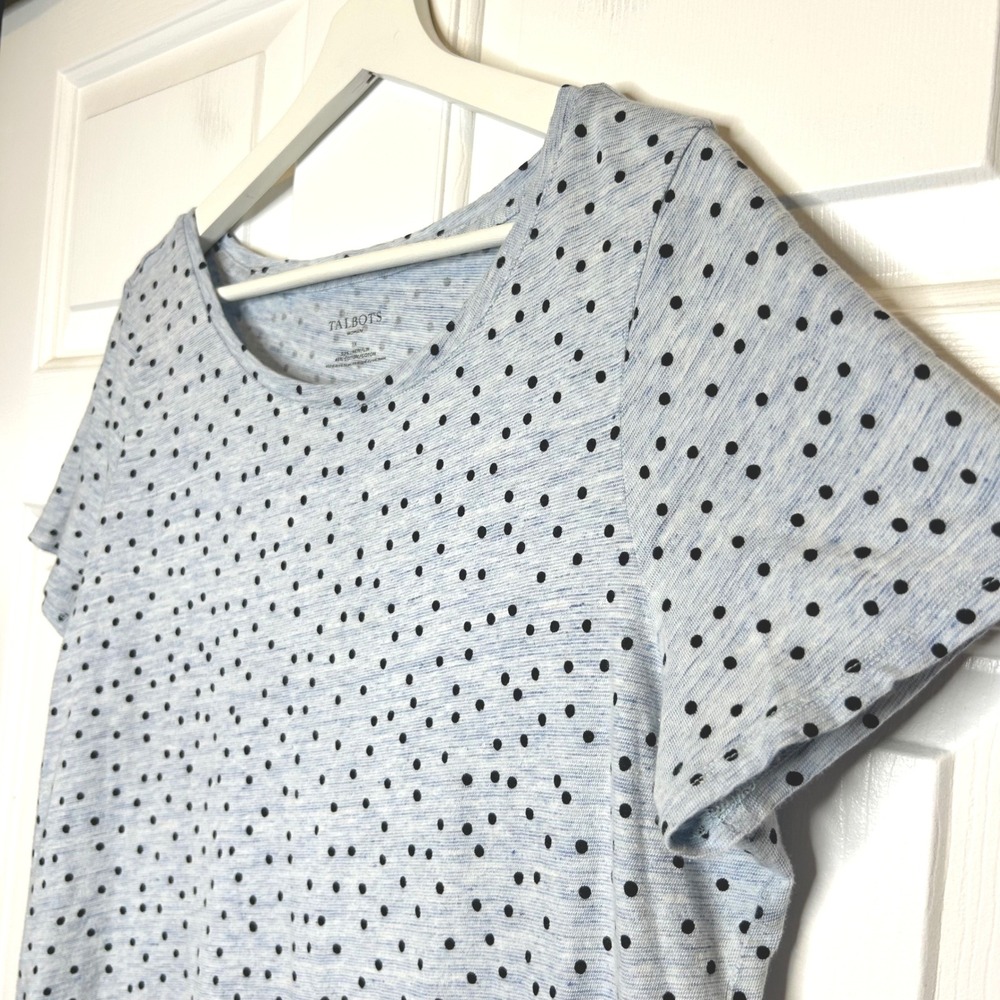 Talbots Martinique Polka Dot Ruffle Hem T Shirt Light Size 1X - Picture 4 of 5